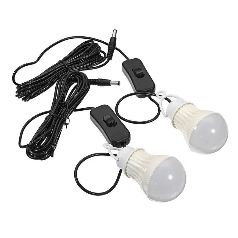 Emergency Light Kit Solar Generator 4 Heads USB Charger Cable + 2 LED Light Bulb for Outdoor Camping Solar Light