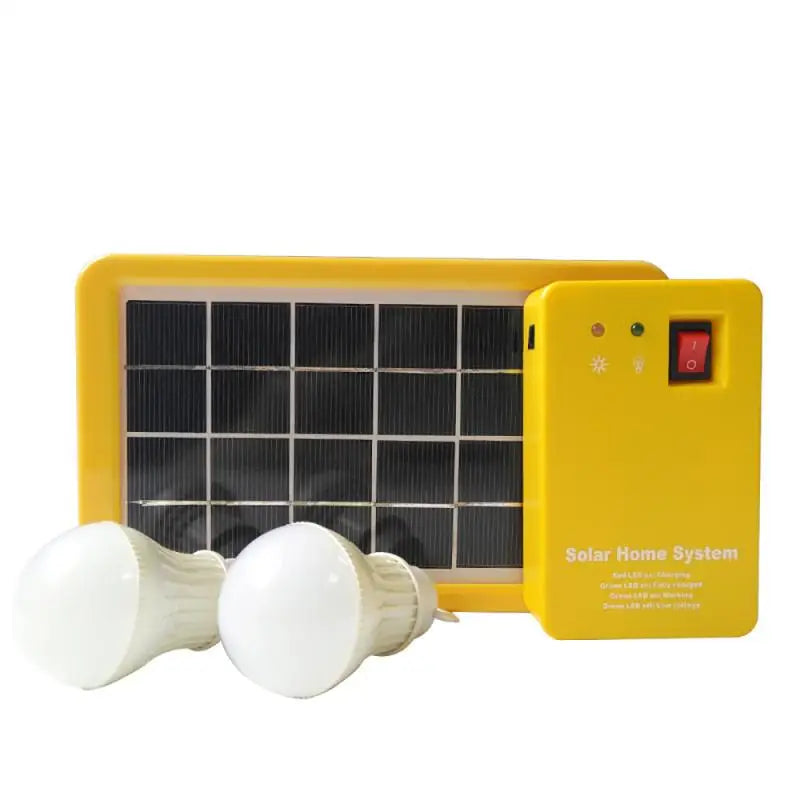 Emergency Light Kit Solar Generator 4 Heads USB Charger Cable + 2 LED Light Bulb for Outdoor Camping Solar Light